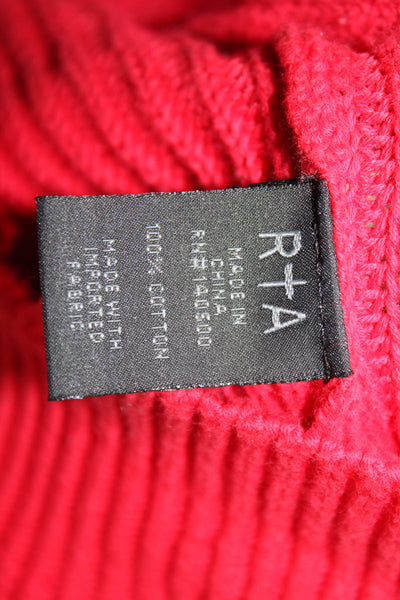 R+A Womens Pullover Sweater Red Hooded Cotton Long Sleeve Size S