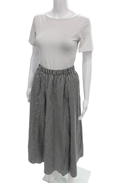 Le Bop Women A-Line Gingham Midi Skirt Black Size S