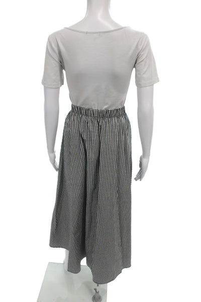 Le Bop Women A-Line Gingham Midi Skirt Black Size S