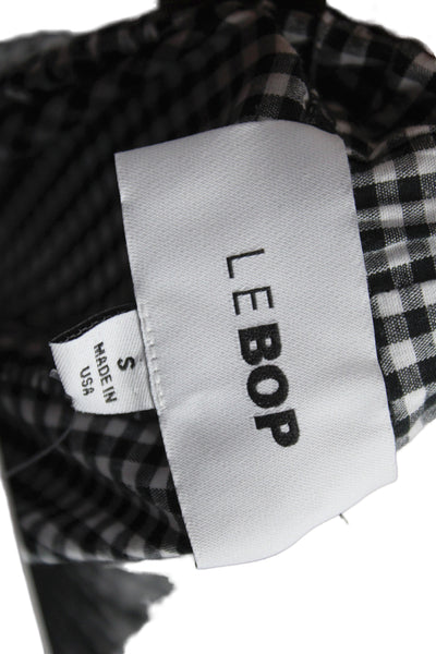 Le Bop Women A-Line Gingham Midi Skirt Black Size S