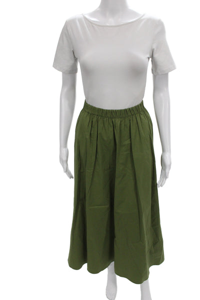Le Bop Women A-Line Green Cotton Skirt Size S