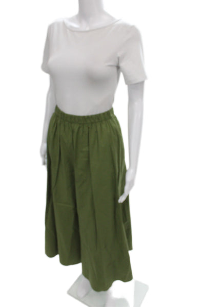 Le Bop Women A-Line Green Cotton Skirt Size S