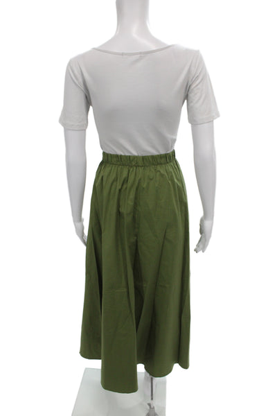 Le Bop Women A-Line Green Cotton Skirt Size S