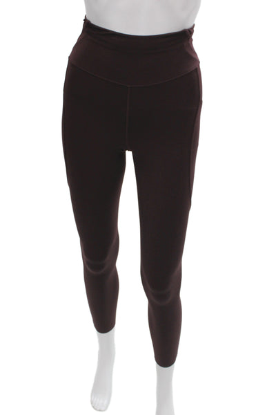 Lululemon Women Ankle Leggings Brown Nylon Pull On Athleisure Size 2