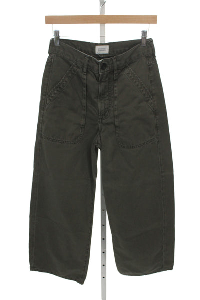 Citizens of Humanity Womens Cropped Green Cotton Military Pants Size 25