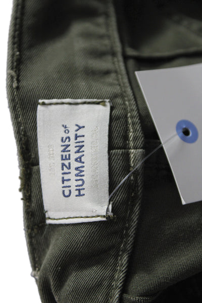 Citizens of Humanity Womens Cropped Green Cotton Military Pants Size 25