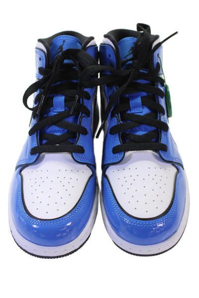 Nike Boys Lace Up Air Jordan 1 Mid SE Basketball Sneakers Signal Blue Size 7