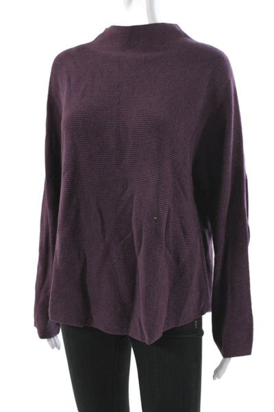 Lululemon Women Mock Neck Pullover Sweater Purple Cotton Long Sleeve Size M