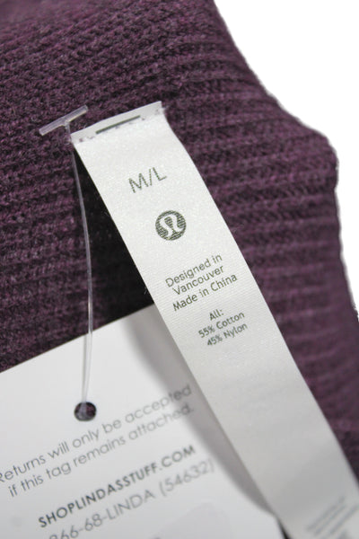 Lululemon Women Mock Neck Pullover Sweater Purple Cotton Long Sleeve Size M