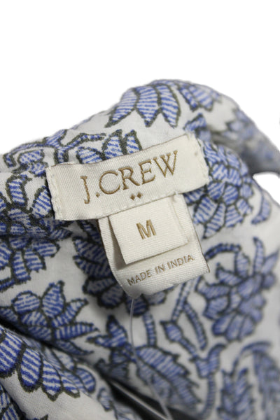 J Crew Womens Blue Floral Kimono Jacket 100% Cotton Long Sleeve Boho Size M
