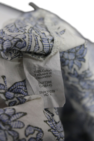 J Crew Womens Blue Floral Kimono Jacket 100% Cotton Long Sleeve Boho Size M