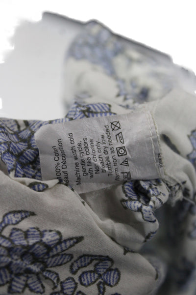 J Crew Womens Blue Floral Kimono Jacket 100% Cotton Long Sleeve Boho Size M