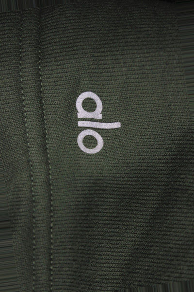 Alo Womens Pullover Sweater Green Cowl Neck 3/4 Sleeve Cotton Size M