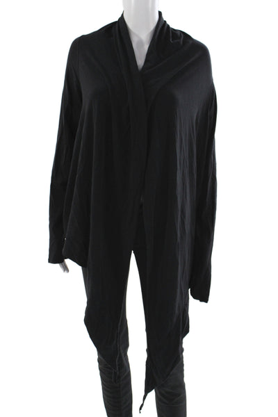 Lululemon Women Cardigan Sweater Black Cowl Neck Long Sleeve Cotton Size 6