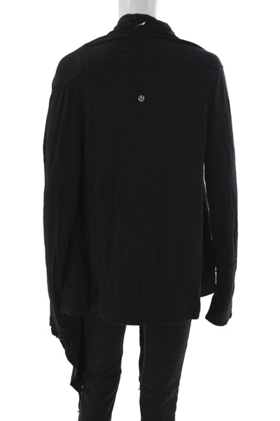 Lululemon Women Cardigan Sweater Black Cowl Neck Long Sleeve Cotton Size 6