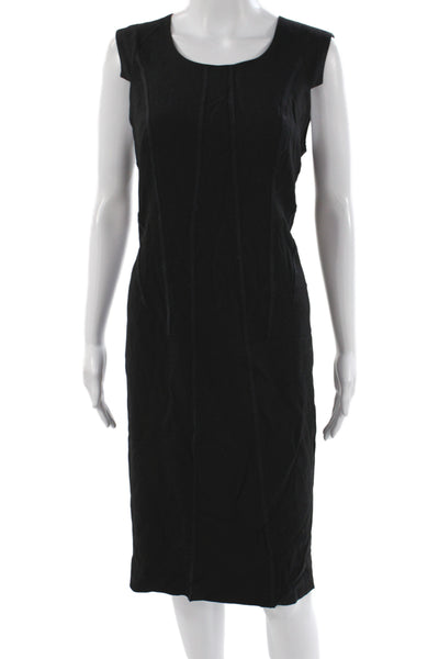 Helmut Lang Womens Black Angora Sheath Dress Scoop Neck Sleeveless Knee Size 10