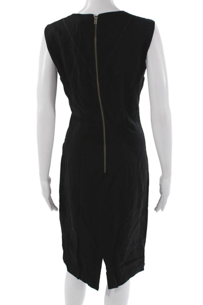 Helmut Lang Womens Black Angora Sheath Dress Scoop Neck Sleeveless Knee Size 10