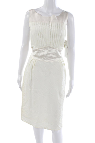 Catherine Malandrino Womens Sheath Dress Ivory Silk Sleeveless Size 10