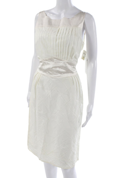 Catherine Malandrino Womens Sheath Dress Ivory Silk Sleeveless Size 10