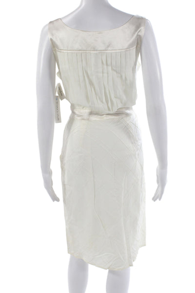 Catherine Malandrino Womens Sheath Dress Ivory Silk Sleeveless Size 10