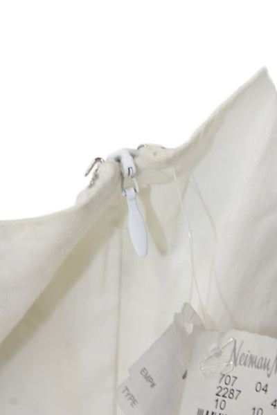 Catherine Malandrino Womens Sheath Dress Ivory Silk Sleeveless Size 10