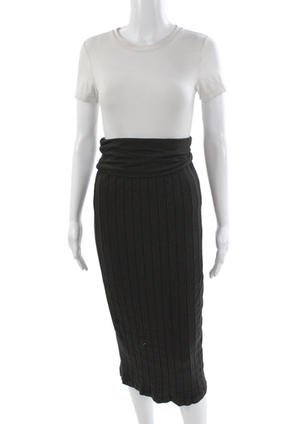 Standard James Perse Womens Black Striped Pencil Skirt Cotton Knee Size 0