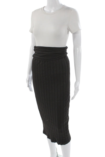 Standard James Perse Womens Black Striped Pencil Skirt Cotton Knee Size 0