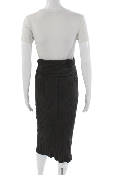 Standard James Perse Womens Black Striped Pencil Skirt Cotton Knee Size 0