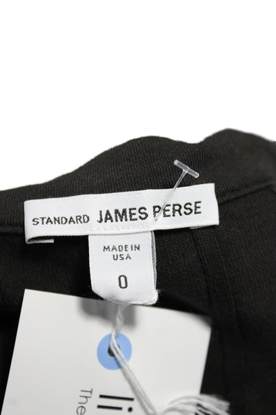Standard James Perse Womens Bodycon Striped Collared Midi Dress Black Size 0