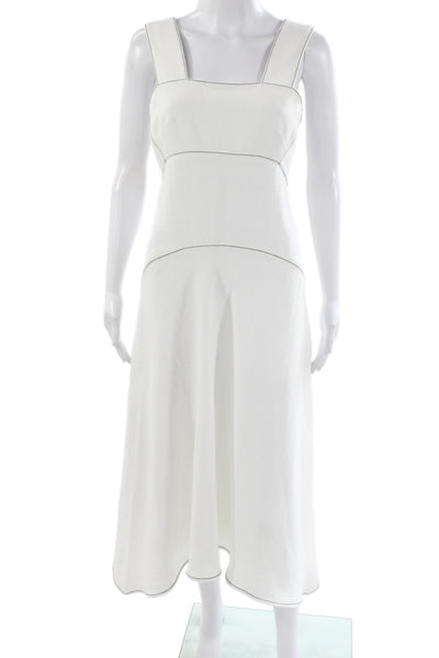 Proenza Schouler White Label Women A-Line White Square Neck Midi Dress Size 2
