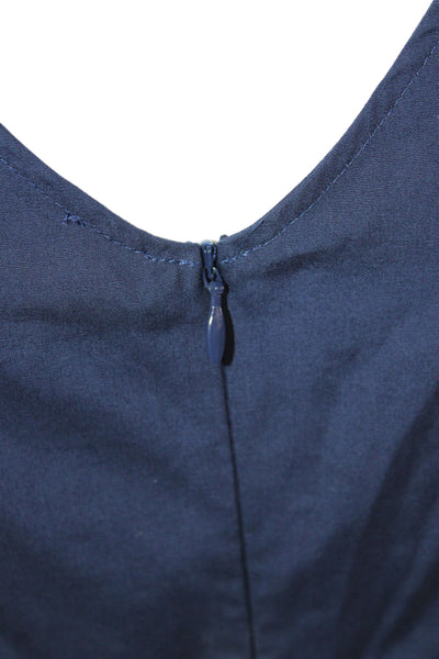 P.a.r.o.s.h. Womens Fit & Flare Dress Blue V Neck Sleeveless Cotton Tie Size XS