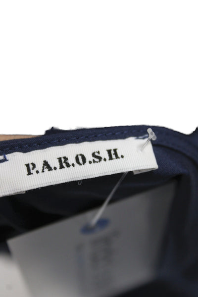 P.a.r.o.s.h. Womens Fit & Flare Dress Blue V Neck Sleeveless Cotton Tie Size XS