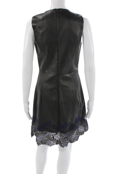 Jason Wu Women Sheath Leather Mini Dress Black Sleeveless Size 6