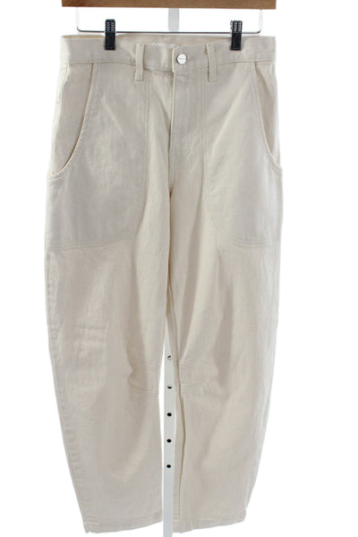 TWP Womens Carpenter Pants Ivory High Rise Button 30 Inseam Size 24