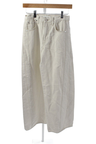 TWP Adults Womens White High Rise Wide Leg Jeans Button Fly Size 23