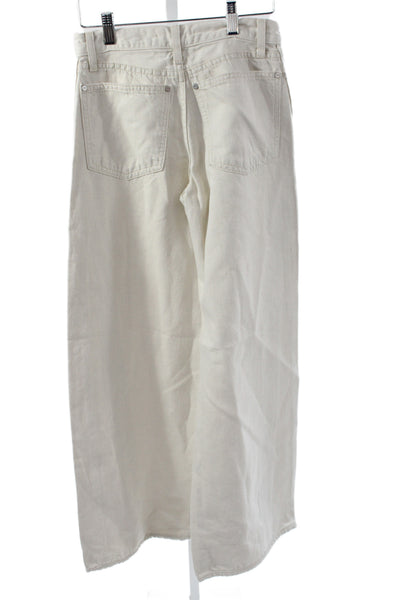 TWP Adults Womens White High Rise Wide Leg Jeans Button Fly Size 23