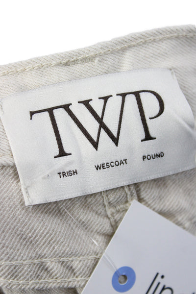 TWP Adults Womens White High Rise Wide Leg Jeans Button Fly Size 23