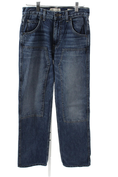 Nili Lotan Womens Straight Jeans Blue Cotton High Rise 28 Inseam Size 24