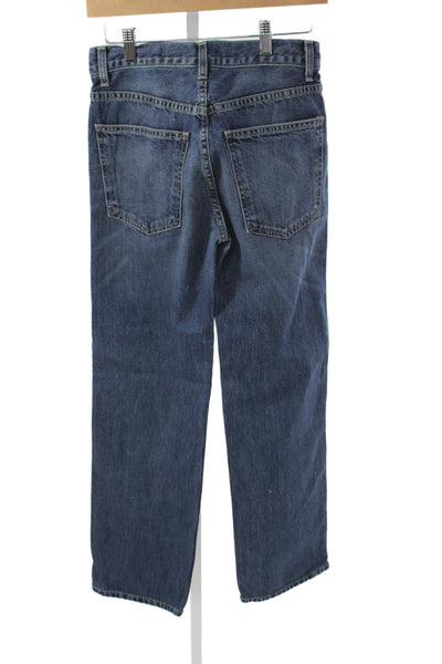 Nili Lotan Womens Straight Jeans Blue Cotton High Rise 28 Inseam Size 24