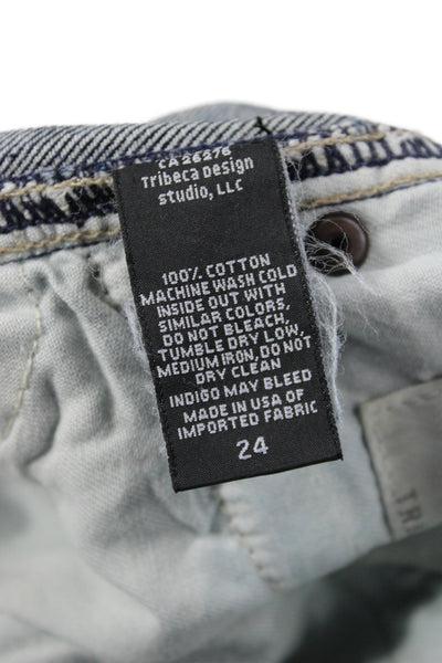 Nili Lotan Womens Straight Jeans Blue Cotton High Rise 28 Inseam Size 24