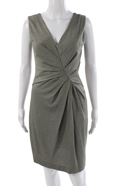 Escada Womens Sheath Dress Gray Sleeveless V-Neck Size 36