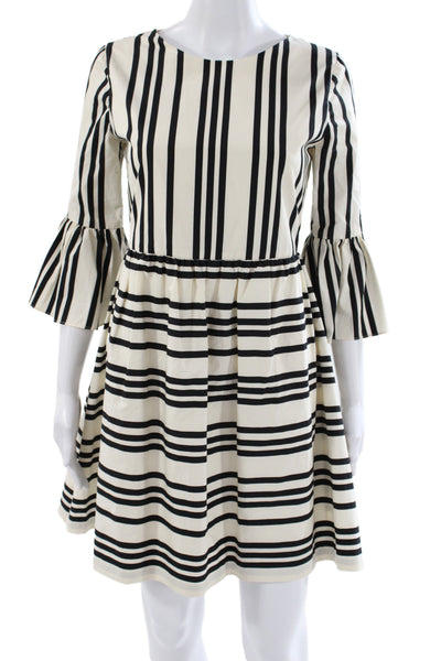 Alice + Olivia Womens Fit & Flare Dress Black 3/4 Sleeve Knee Length Size 2