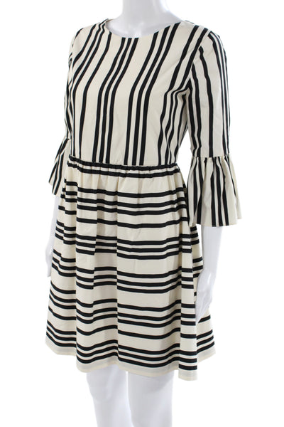 Alice + Olivia Womens Fit & Flare Dress Black 3/4 Sleeve Knee Length Size 2