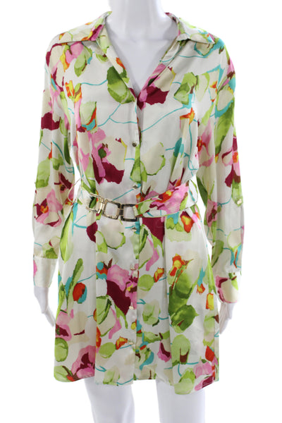 Zara Women Multicolor Floral Shirt Dress Collared Long Sleeve Above Knee Size S