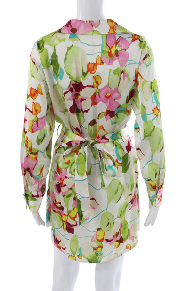 Zara Women Multicolor Floral Shirt Dress Collared Long Sleeve Above Knee Size S