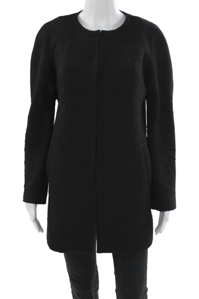 Les Petites Womens Overcoat Black Snap Solid Long Sleeve Size S
