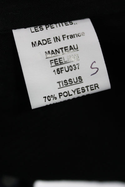 Les Petites Womens Overcoat Black Snap Solid Long Sleeve Size S