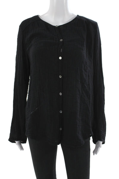 Michael Stars Unisex Adults Black Cotton Long Sleeve Button Down Shirt Size S
