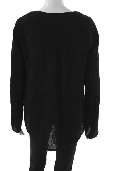 Michael Stars Unisex Adults Black Cotton Long Sleeve Button Down Shirt Size S