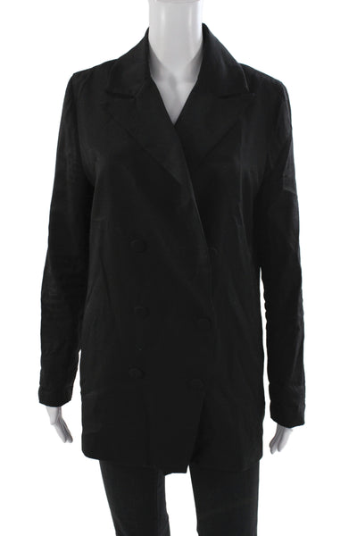 SNDYS. Womens Basic Jacket Black Rayon Long Sleeve Button Size 4